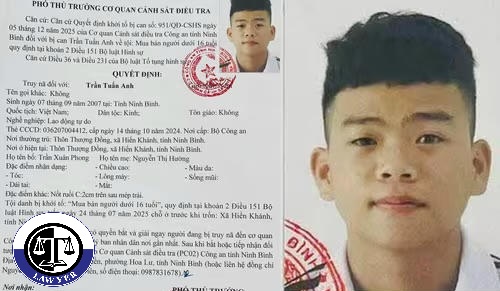 Công an tỉnh Ninh Bình phát lệnh truy nã đặc biệt với đối tượng liên quan tội mua bán người