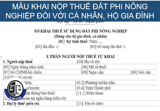 Mẫu khai nộp thuế đất phi nông nghiệp đối với cá nhân, hộ gia đình